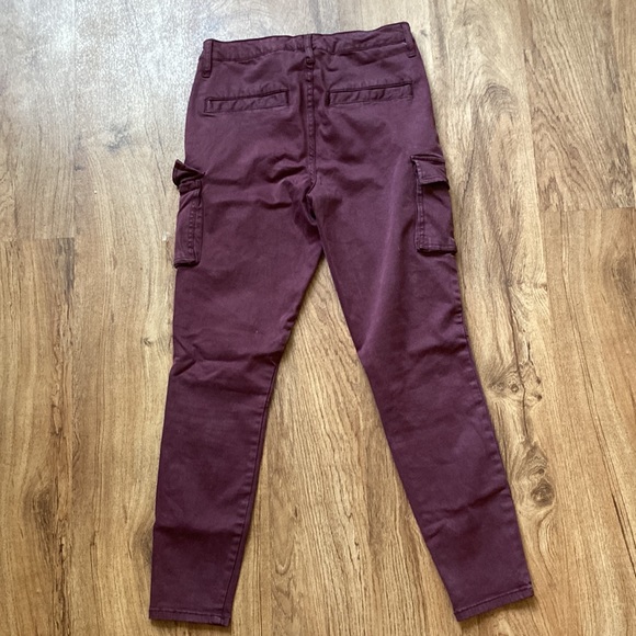 Maroon Military Cargo Jogger Style Pants - Picture 2 of 4